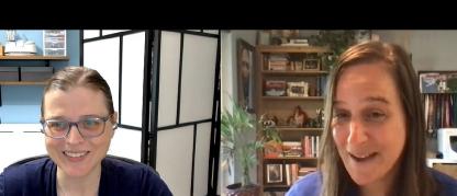 Two women in a web meeting.